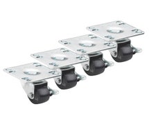 Krowne Metal 28-110S 3"H Universal Low-Profile 3.5"x3.5" Plate Casters with Side Brake, Set of 4 