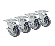Krowne Metal 28-111S 6"H Universal 3.5"x3.5" Plate Casters with Side Brake, Set of 4