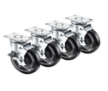 Krowne Metal 28-113S 6"H Universal 2-3/8"x3-5/8" Plate Casters with Side Brake, Set of 4