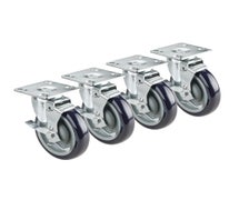 Krowne Metal 28-120S 6"H Heavy-Duty Universal 4"x4" Plate Caster with Side Brake, Set of 4