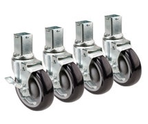 Krowne Metal 28-172S 1" Square Post Shelving Casters with Locking Wheels, Set of 4