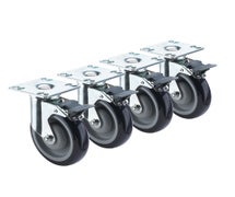 Krowne Metal 28-260S 6"H Heavy-Duty Universal 3.5"x3.5" Plate Caster with Front Brake, Set of 4