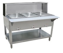 Kratos 28W-192 - Electric Steam Table With Overshelf and Sneezeguard - 3 Wells - Stationary - 43"Wx30"Dx34"H - Open Well