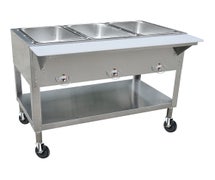 Kratos 28W-197 - Electric Steam Table - 3 Wells - Mobile - 43"Wx30"Dx34"H - Open Wells