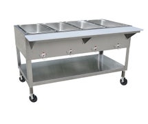 Kratos 28W-198 - Electric Steam Table - 4 Wells - Mobile - 57"Wx30"Dx34"H - Open Wells