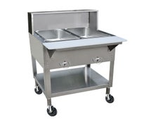 Kratos 28W-201 - Electric Steam Table with Overshelf - 2 Wells - Mobile - 29"Wx30"Dx34"H - Open Wells