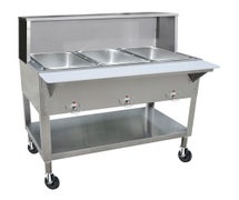 Kratos 28W-202 - Electric Steam Table with an Overshelf - 3 Wells - Mobile - 43"Wx30"Dx34"H - Open Wells