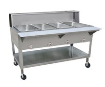 Kratos 28W-203 - Electric Steam Table with an Overshelf - 4 Wells - Mobile - 57"Wx30"Dx34"H - Open Wells