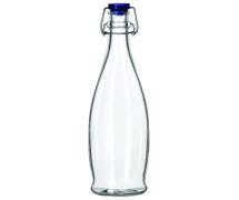 Libbey 13150020 Glass Water Bottle with Blue Wire Bail Lid, 33-7/8 fl. oz.