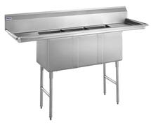 Kratos 84" 16-Gauge Stainless Steel Three Compartment Sink with 2 Drainboards - 16"x20"x14" Bowls