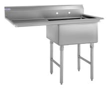 Kratos 49" 16-Gauge Stainless Steel One Compartment Sink w/ Left Drainboard - 23"x23"x12" Bowl