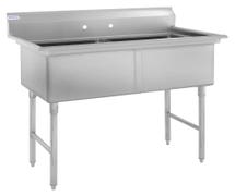 Kratos 51" 18-Gauge Stainless Steel Two Compartment Sink - 23"x23"x12" Bowls
