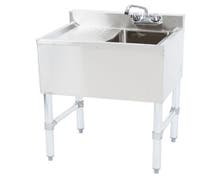 Kratos 1 Bowl Underbar Compartment Sink w/ Faucet and Left Drainboard - 24"x18.75"