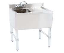 Kratos 1 Bowl Underbar Compartment Sink w/ Faucet and Right Drainboard - 24"x18.75"