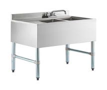 Kratos 2 Bowl Underbar Compartment Sink w/ Faucet and Left Drainboard - 36"x18.75"