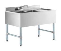 Kratos 2 Bowl Underbar Compartment Sink w/ Faucet and Right Drainboard - 36"x18.75"