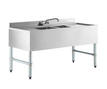 Kratos 2 Bowl Underbar Compartment Sink w/ Faucet and 2 Drainboards - 48"x18.75"
