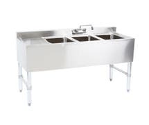 Kratos 3 Bowl Underbar Compartment Sink w/ Faucet and Left Drainboard - 48"x18.75"