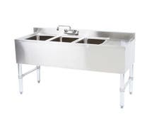 Kratos 3 Bowl Underbar Compartment Sink w/ Faucet and Right Drainboard - 48"x18.75"