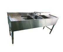 Kratos 3 Bowl Underbar Compartment Sink w/ Faucet and 2 Drainboards - 60"x18.75"