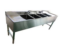 Kratos 4 Bowl Underbar Compartment Sink w/ Faucet and 2 Drainboards - 72"x18.75"