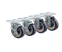 Krowne Metal 30-107S Economy Series 6"H, Universal 4"x4" Plate Caster with Side Brake, Set of 4 