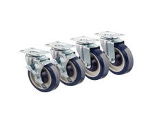 Krowne Metal 30-113S Economy Series 6"H, 2-3/8"x3-5/8" Plate Caster with Side Brake, Set of 4