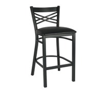 CenPro Metal Cross Back Bar Height Chair with Black Padded Seat