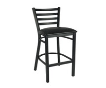 CenPro Metal Ladder Back Bar Height Chair with Black Padded Seat