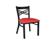 CenPro Metal Cross Back Chair with Red Padded Seat