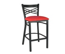 CenPro Metal Cross Back Bar Height Chair with Red Padded Seat