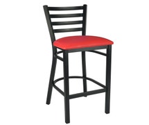 CenPro Metal Ladder Back Bar Height Chair with Red Padded Seat