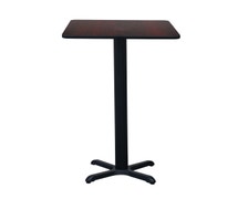 CenPro Table Set w/ Chairs, 30"x30" Top w/ 22"x22" Base, Bar Height, Black/Red Cross-Back Chairs