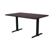 CenPro Table Set w/ Chairs, 30"x48" Top w/ 22" End Column, Standard Height, Black/Red Cross-Back Chairs