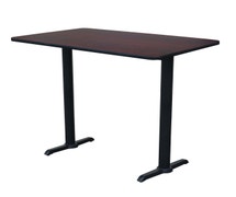 CenPro Table Set w/ Chairs, 30"x48" Top w/ 22" End Column, Bar Height, Black/Red Cross-Back Chairs