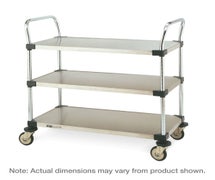 Metro MW204 - Standard Duty Utility Cart, Open Design, 3 Solid Shelves