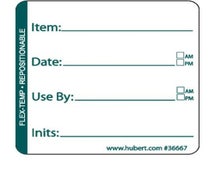 Hubert Flex-Temp Use By Rotation Labels Green Imprint - 2"L x 2"H