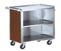 Lakeside 622 Stainless Steel Three-Shelf Enclosed Utility Cart with Walnut Vinyl Finish