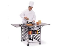 Lakeside 110 Stainless Steel Mobile Wing Table Prep Cart, 19-Pan Capacity