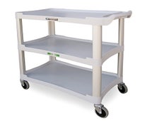 Lakeside 2501 Plastic Three-Shelf Utility Cart, 300 lb. Capacity, 18-1/2"x36"x35", Gray