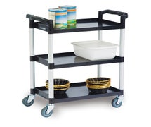 Lakeside 2500 Plastic Three-Shelf Utility Cart, 300 lb. Capacity, 16-1/4"x32-3/4"x38-1/4", Black