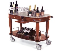Geneva 70038 Deluxe Wine Cart with Four Recessed Wine Coolers, Bordeaux Veneer Finish