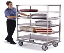 Lakeside 566 567- Stainless Steel Queen Mary Banquet Cart, 5 Shelves, 30-3/4"W, 3 Lipped