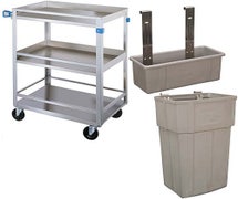 Lakeside 316 Stainless Steel Three-Shelf Utility Cart Kit with Silverware Bin and Waste Container