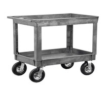 Lakeside 2523P Plastic Utility Cart with Two Shelves and 8" Pneumatic Casters, 500 lb. Capacity