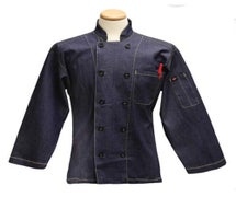 3/4 Sleeve Diamond Denim Navy Chef Coat, XL