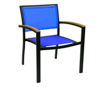 Metal Restaurant Patio Arm Chair Lightweight, 18" Seat Height, 22"Wx33"H, Blue Basket