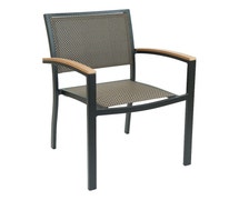 Metal Restaurant Patio Arm Chair Lightweight, 18" Seat Height, 22"Wx33"H, Dark Basket