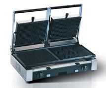 Eurodib PDM3000 Panini Grill - Cast Iron Plates: 2 Ribbed Top / 1 Ribbed, 1 Smooth Bottom