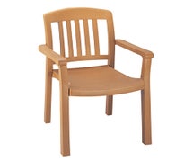 Grosfillex 49442078AG Atlantic Outdoor Armchair - Resin Stack Chair, Teakwood, 12/CS